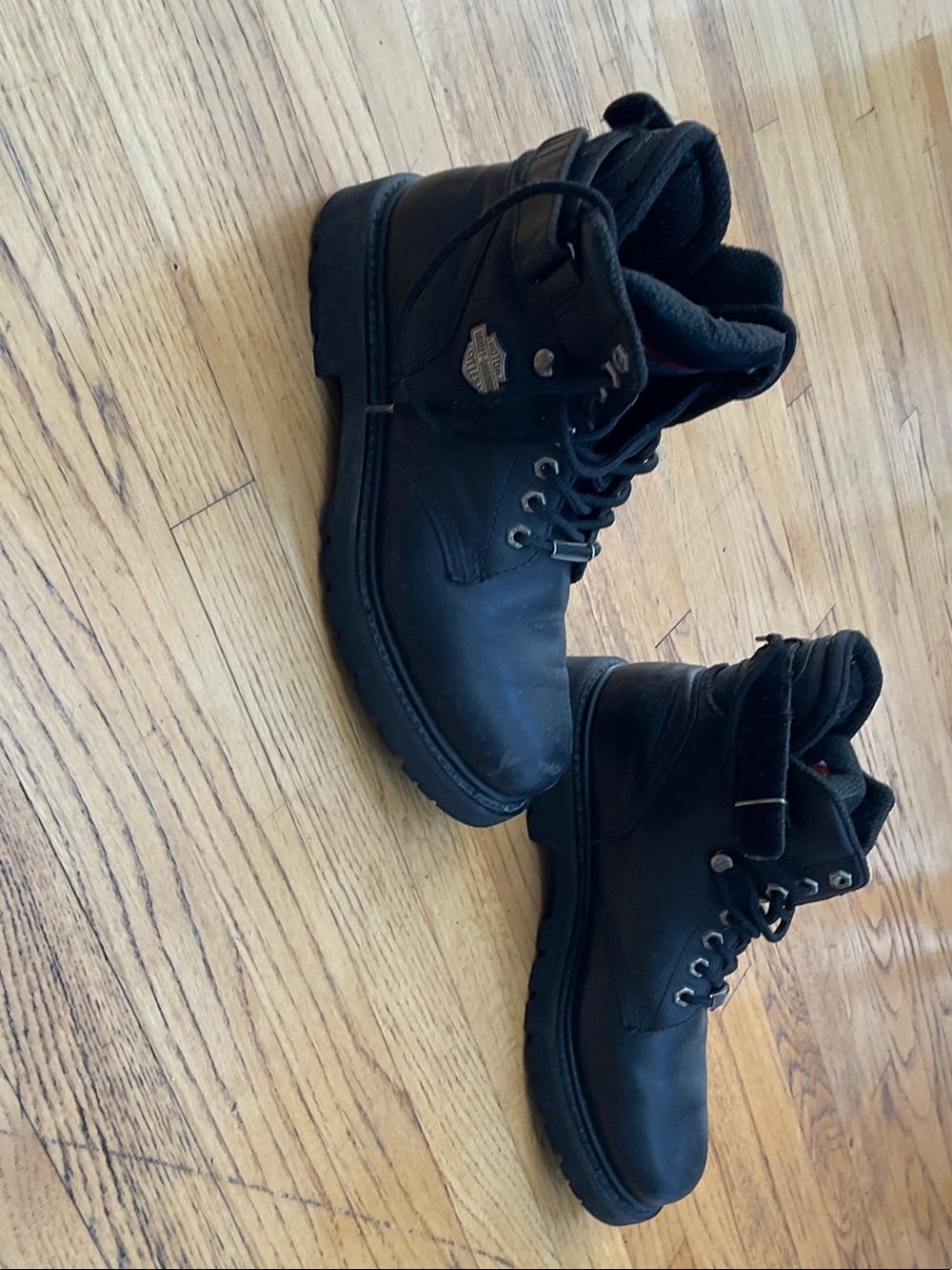 Harley-Davidson Black Leather Lace-Up Work/Motor Cycle Boots